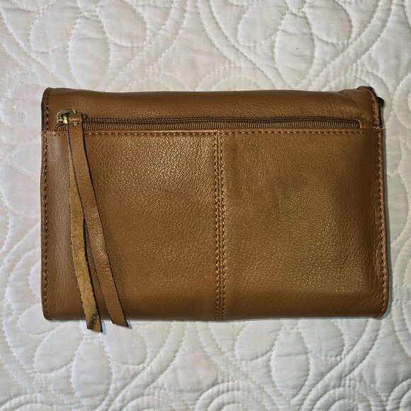 Lucky Brand Light Brown Leather Purse and/or Clutch with Decorative Tassel - Picture 6 of 16